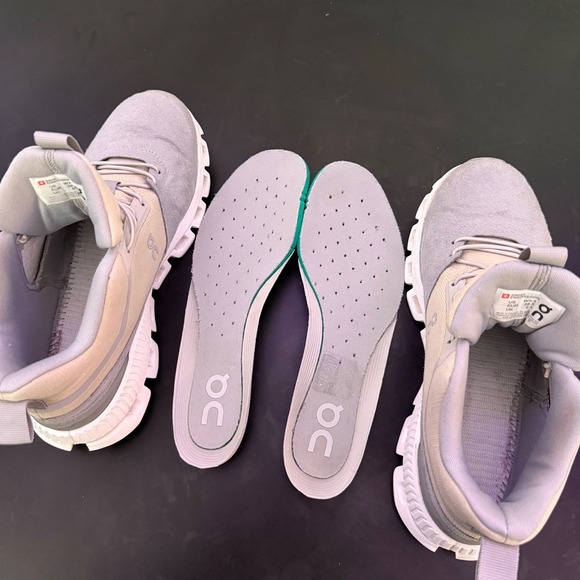 On Cloud Hi Womens Glacier Grey Sneakers Size 7.5 Suede Shoes Running Walking - Picture 10 of 13